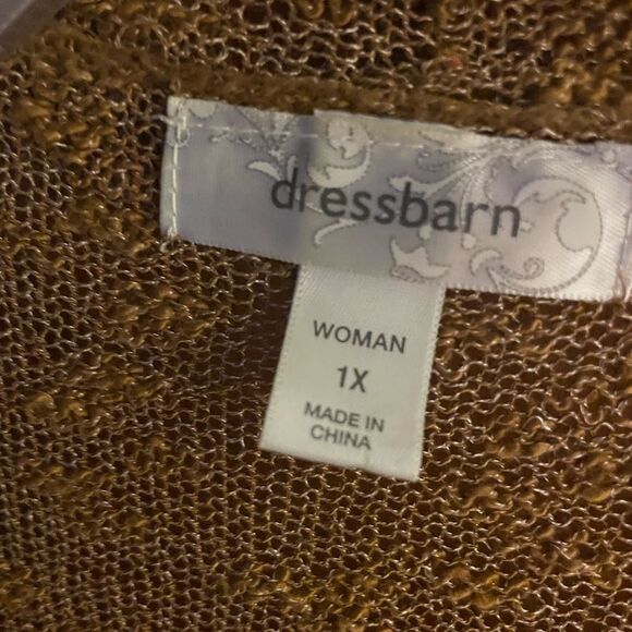 EUC Tan/Yellow lightweight semi sheer open front pointelle detail cardigan 1X - Picture 4 of 7